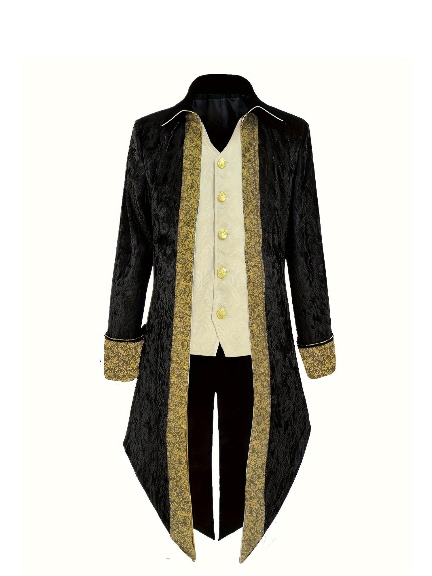 Men's Vintage Velvet Tuxedo with Embroidery - Long Sleeve, Court Style for Stage Performances & Halloween Costumes - Image 3