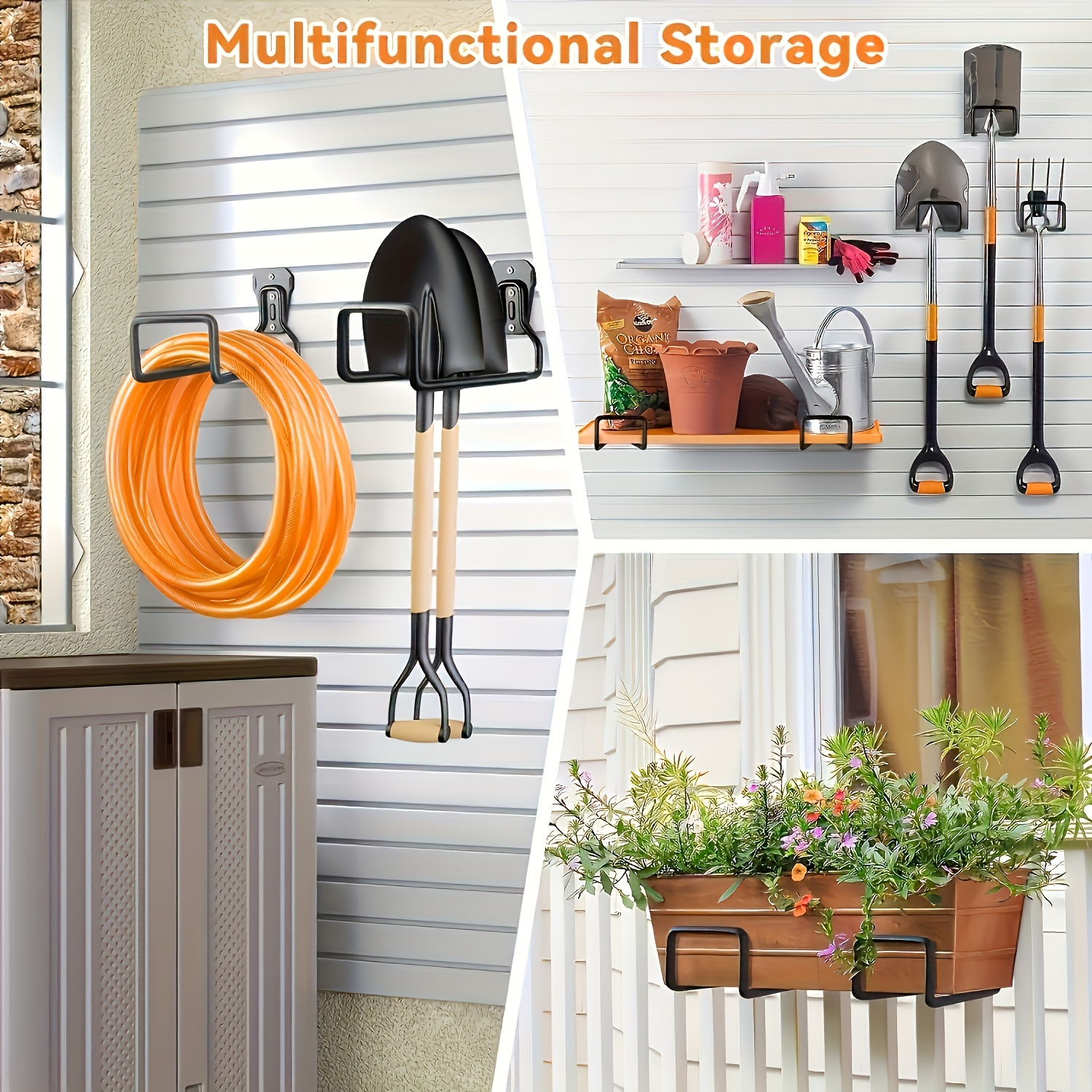 Black Triple-Hole Hose Rack - Heavy-Duty Wall Mounted Storage for Garden/Air Hoses, Rust-Proof Powder-Coated Metal with Mirror Polishing, Garage Space Saver - Image 4