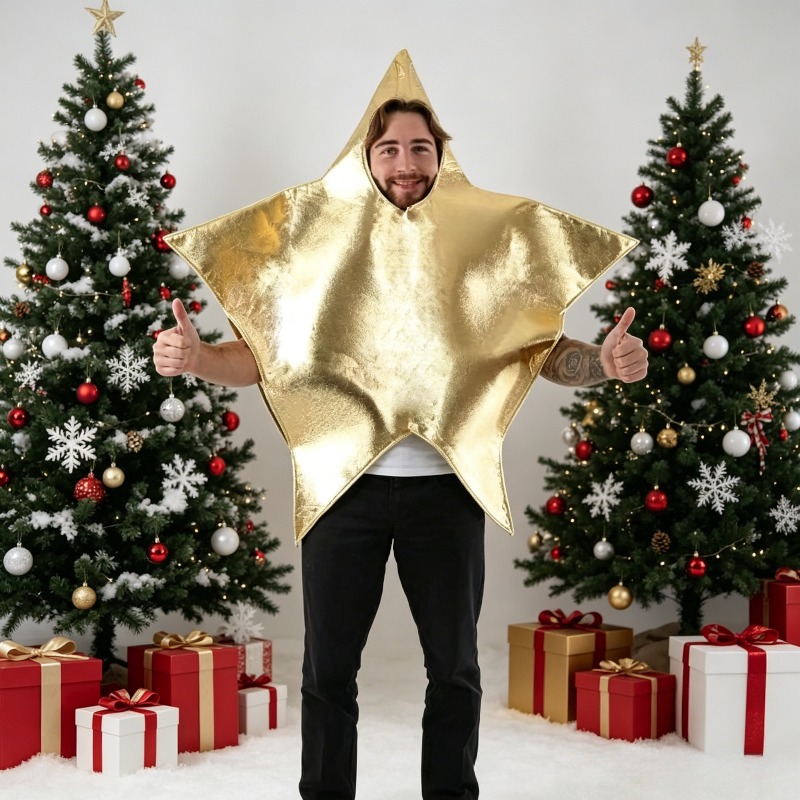 5-Point Star Print Dress for Adults Star-Themed Outfit Halloween Christmas Stage Show Cosplay Party Costume