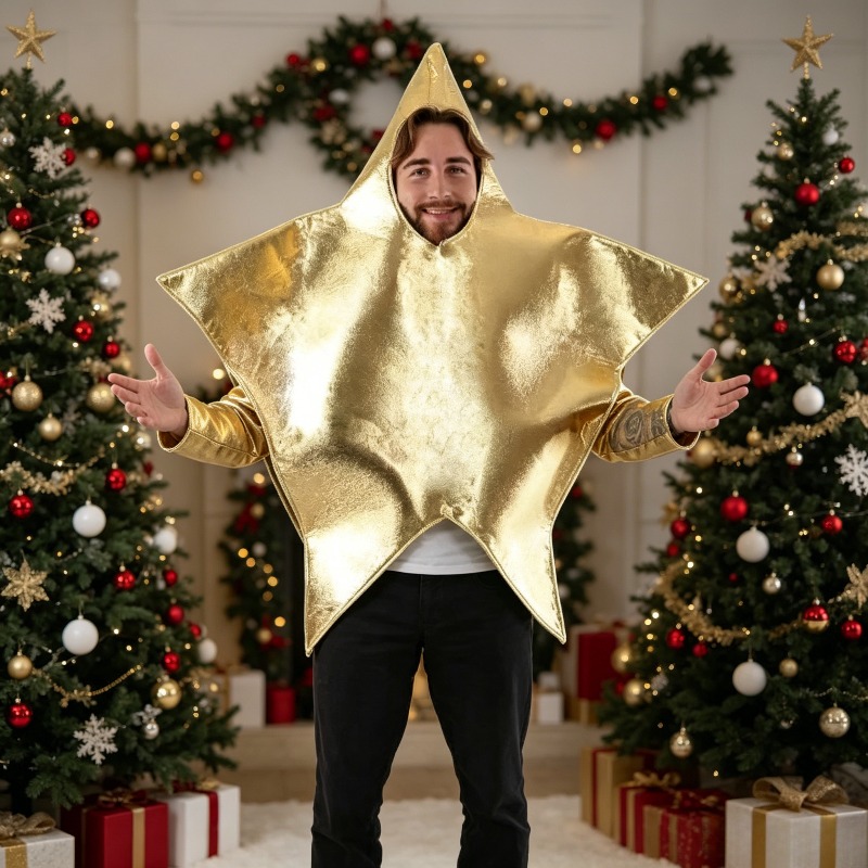 5-Point Star Print Dress for Adults Star-Themed Outfit Halloween Christmas Stage Show Cosplay Party Costume