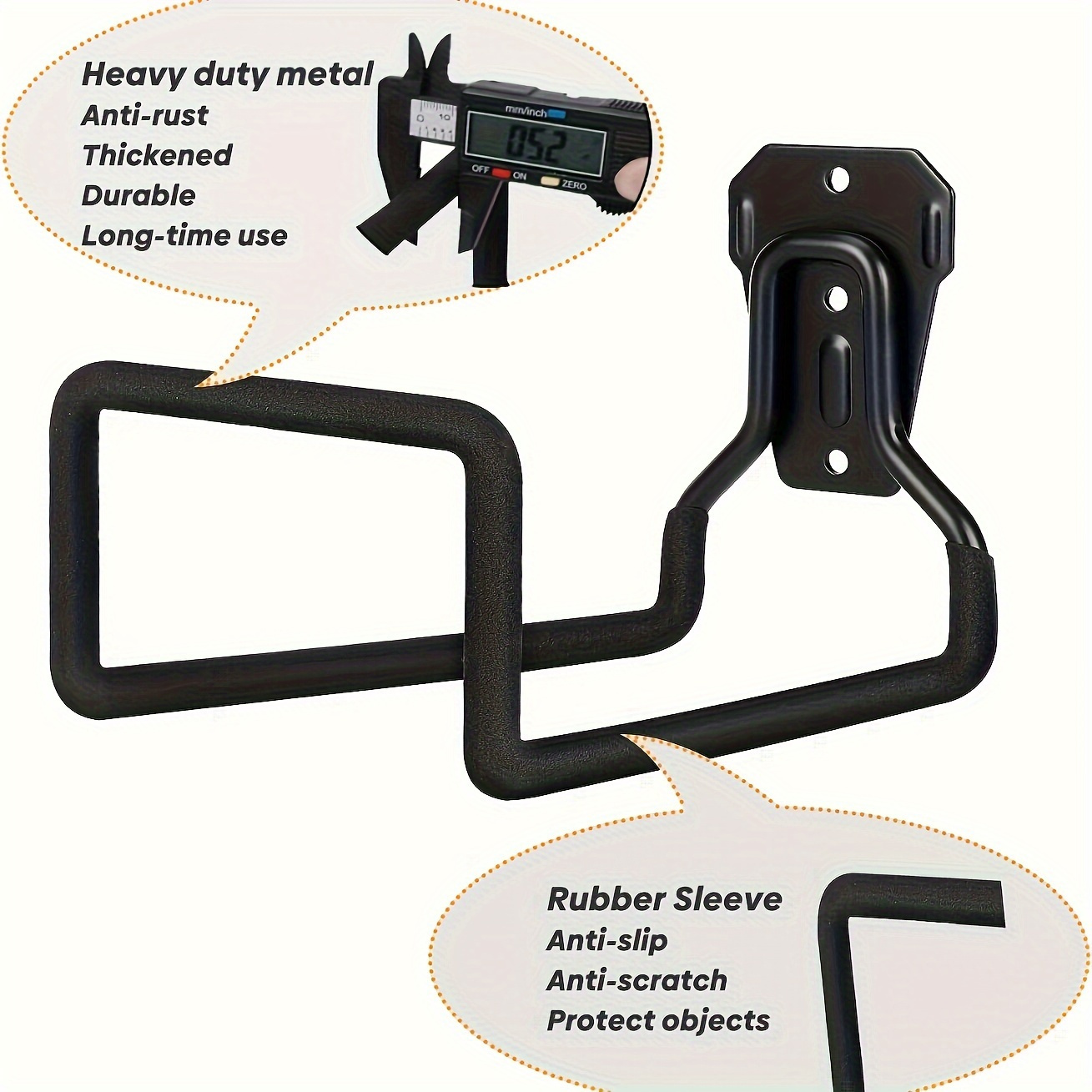 Black Triple-Hole Hose Rack - Heavy-Duty Wall Mounted Storage for Garden/Air Hoses, Rust-Proof Powder-Coated Metal with Mirror Polishing, Garage Space Saver
