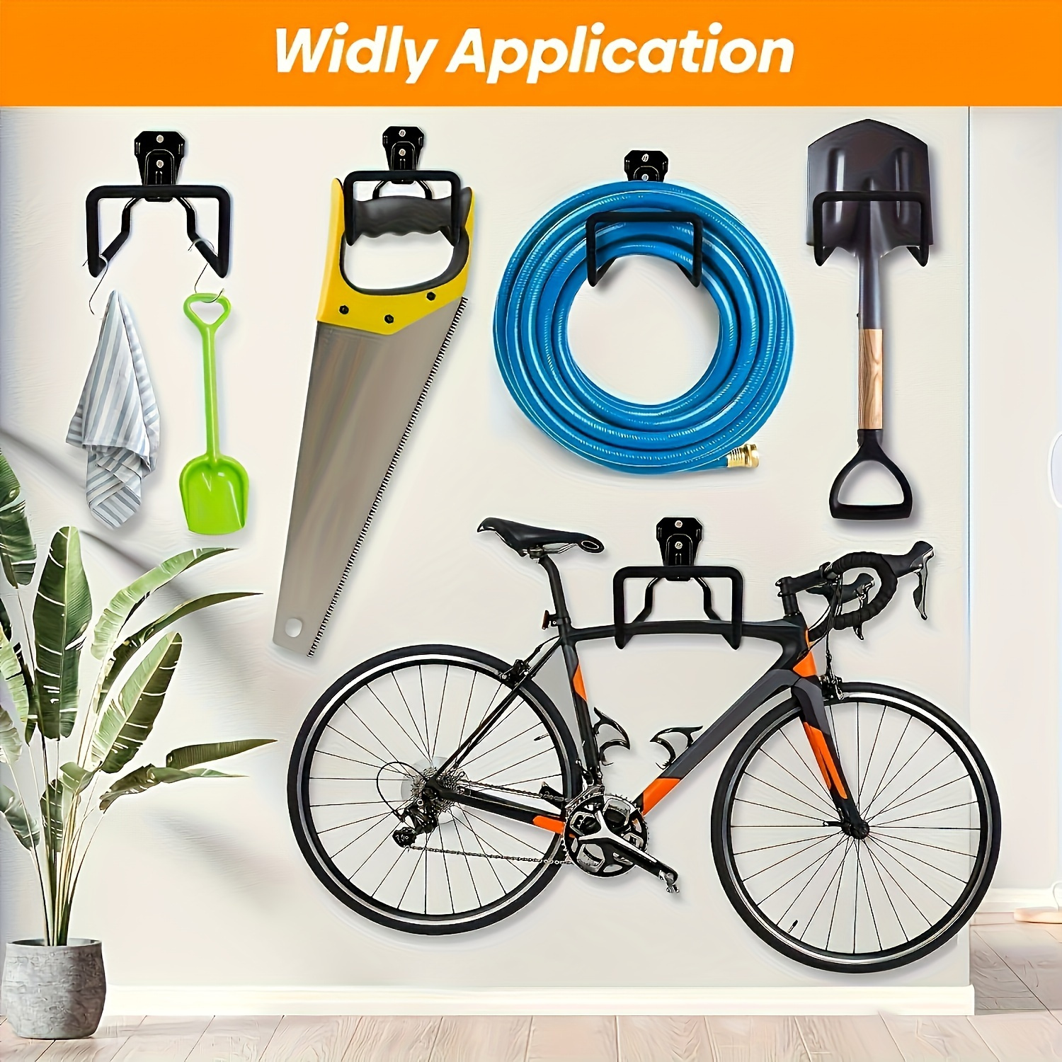 Black Triple-Hole Hose Rack - Heavy-Duty Wall Mounted Storage for Garden/Air Hoses, Rust-Proof Powder-Coated Metal with Mirror Polishing, Garage Space Saver - Image 3