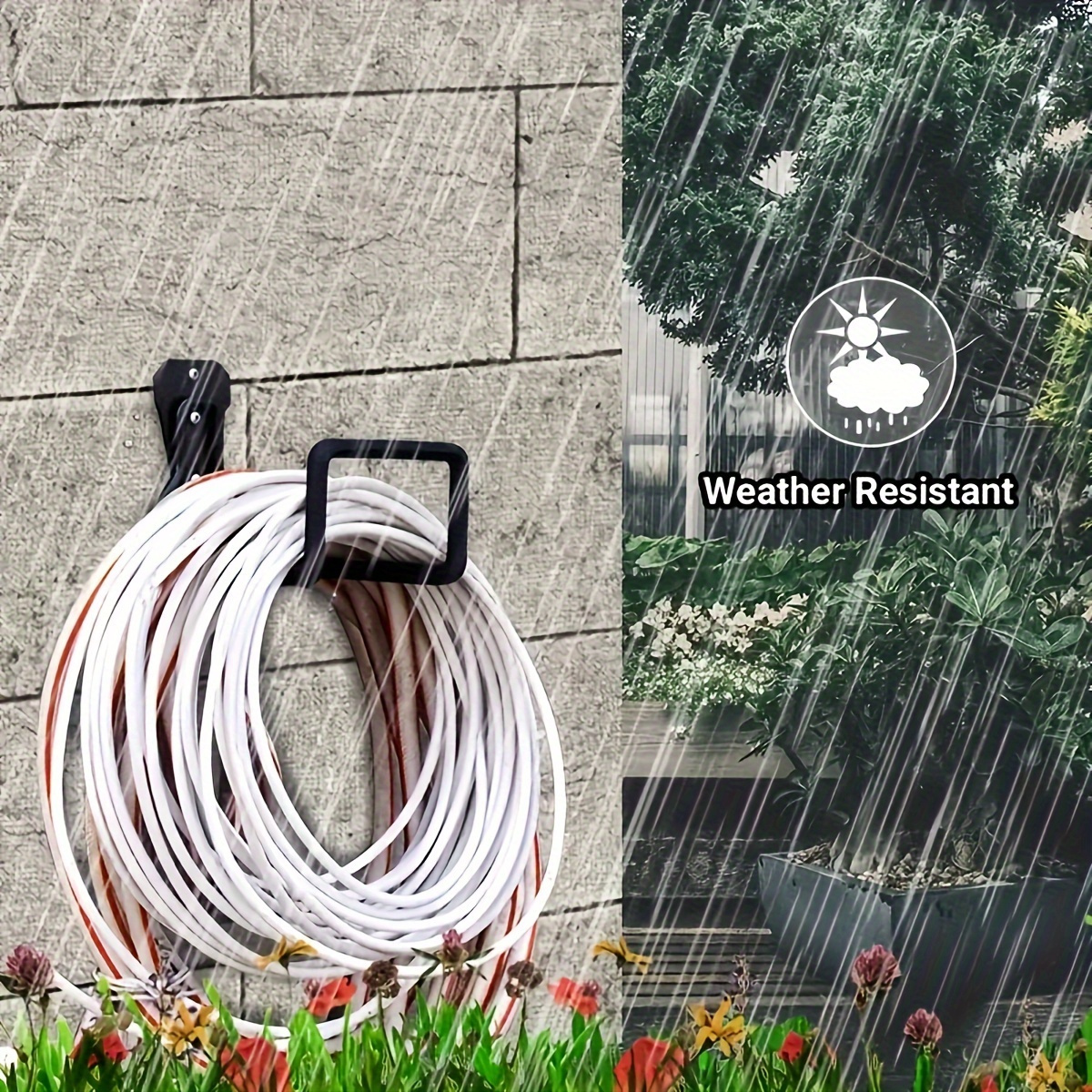 Black Triple-Hole Hose Rack - Heavy-Duty Wall Mounted Storage for Garden/Air Hoses, Rust-Proof Powder-Coated Metal with Mirror Polishing, Garage Space Saver