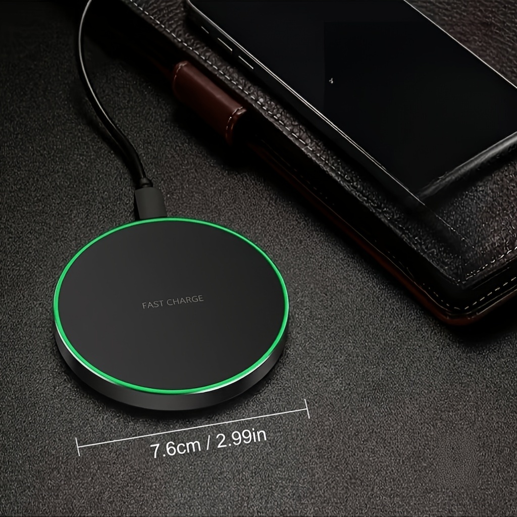 15W Wireless Charger, Suitable for Iphone 17 16 15 14 13 12 11 Pro Max, Other Phones, Inductive Wireless Charging Board, USB Type-C, Very Suitable for Office, Home, Travel, Black And White, Exquisite And Compact, Round And Lightweight Design - Image 2