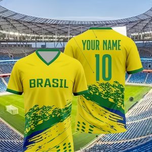 1pc Custom Themed Soccer Jersey: Vibrant Yellow with National Flag Pattern. Perfectly Showcases Your Passion for Football. We Offer Full Customization - Add Names, Numbers