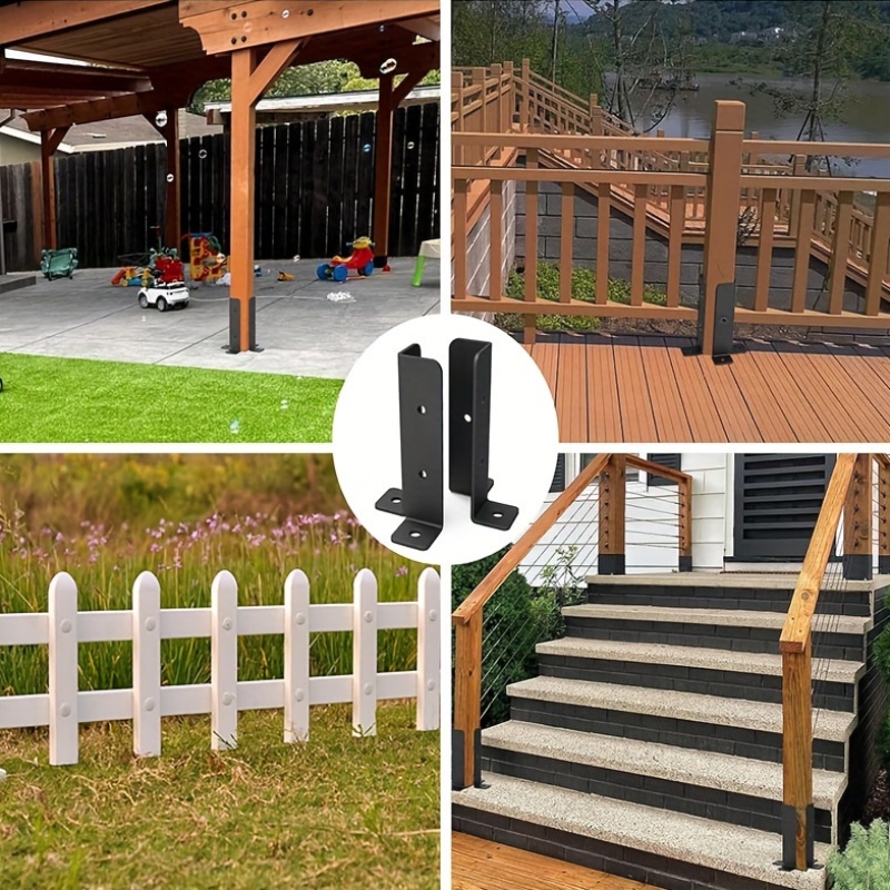 Adjustable Deck Post Anchor Bracket 2-Pack for 1.5X1.5-2X2-2X4-4X4 Posts Heavy Duty Metal Support Wood Fence And Gazebo, Easy Installation, Space Saving Design, Suitable for Gift Giving - Image 2