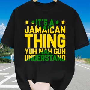 Jamaican-Themed Retro T-Shirt - "This Is a Jamaican Thing You Wouldn't Understand" Print, Breathable Round Neck Casual Top Suitable for Easter & Casual Attire, Machine Washable Jamaican Graphic Tee for