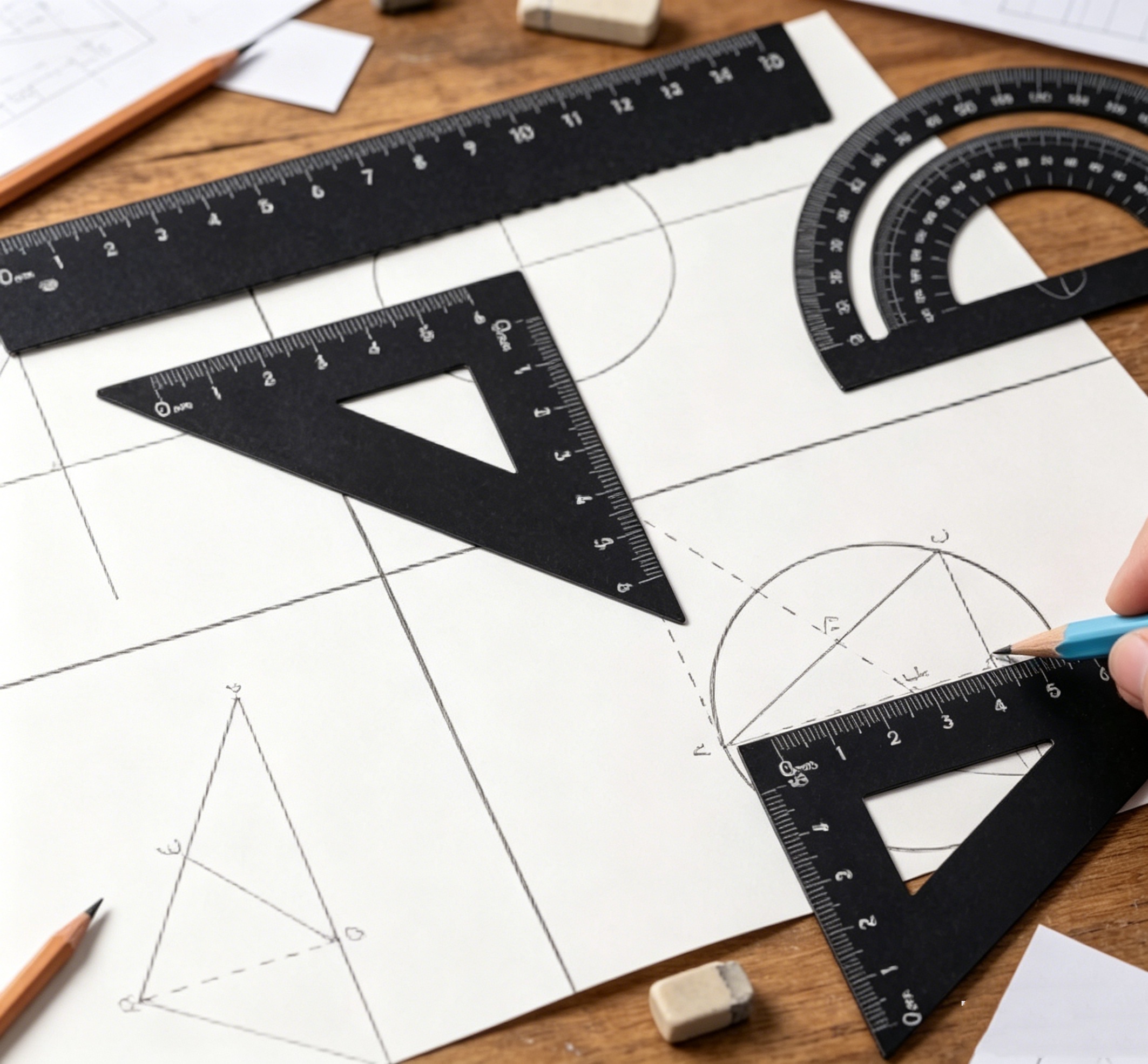 Metal 4pcs Ruler Set, Including Straight Ruler, Triangle Ruler, Protractor, Measuring Drawing Ruler, Ideal for School, Office And Carpentry, Multifunctional Use, Features Non-Bending, Clear Scale, And Rounded Edges