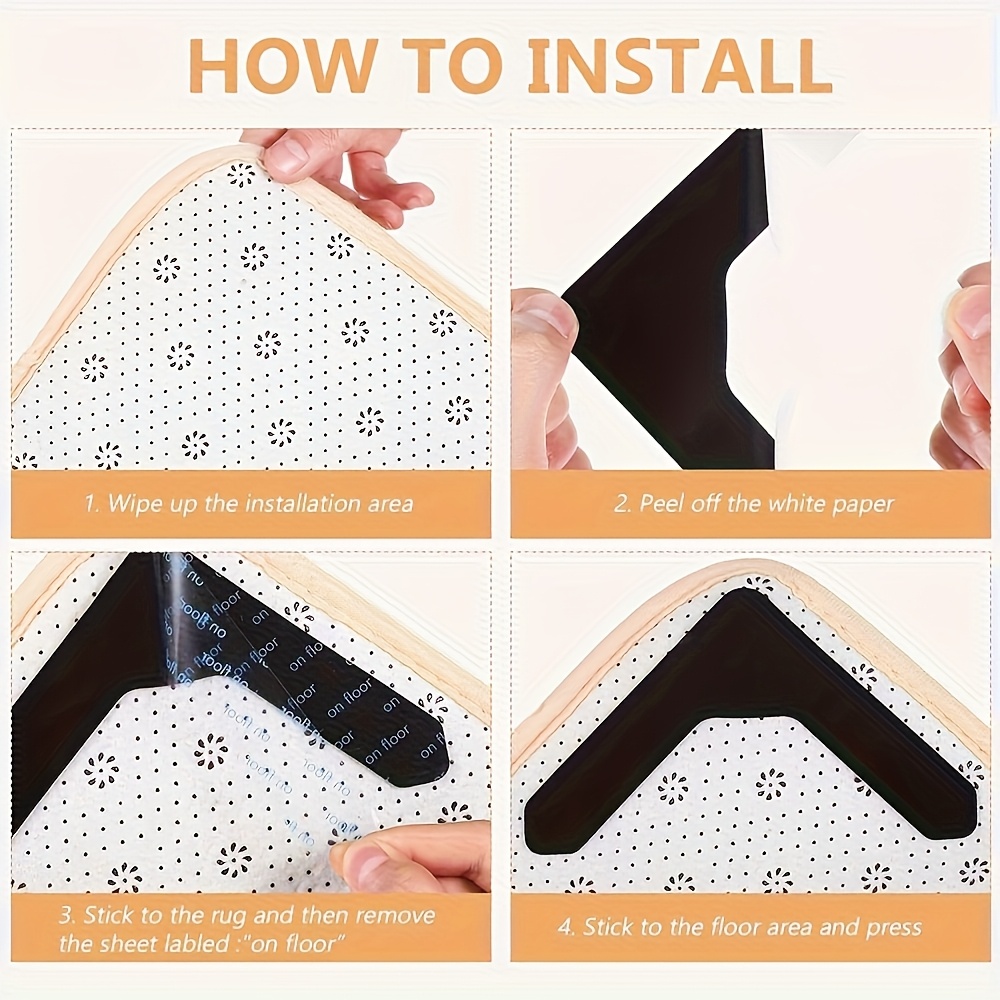 12/24pcs of Reusable, Non-Marking Carpet Anti-Slip Stickers, Suitable for Carpets, Bed Sheets, Mattresses, Sofa Cushions, And Other Items That Need to Be Secured to Prevent Slipping. This Washable Adhesive Tape Is Ideal for Area Rugs