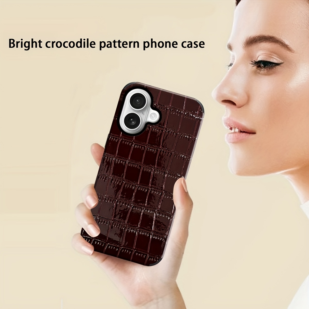 1pc of Glossy Crocodile Pattern Phone Case with Animal Design, Mirror Finish, Made of Synthetic Faux Leather, Shockproof And Sound-Transparent Design, Suitable for Iphone 17, Apple 16 Pro Max, for Iphone 11/12 Pro/13/14 Plus/15 Pro Max