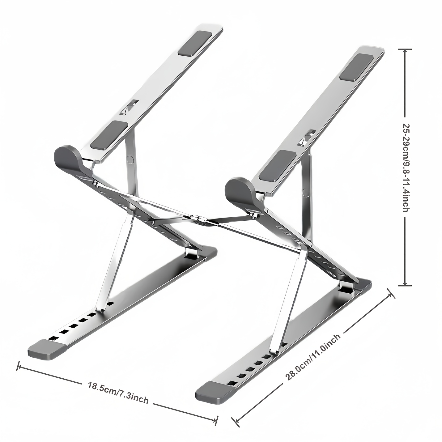 Metal Dual-Layer Laptop Stand, Foldable Portable Height Adjustable Notebook Riser Holder, Ergonomic Cooling Elevated Base Compatible with 10-15 Inch Laptops - Image 4