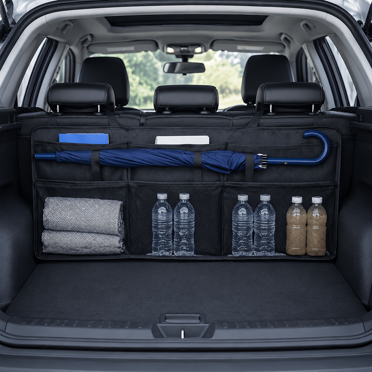 Large Car Trunk Storage Bag with Oxford Fabric Multi-Pocket Design, Hanging Space-Saving, Universal High Capacity, Suitable for SUVs, Trucks, and Off-Road Vehicles, Fits Various Items