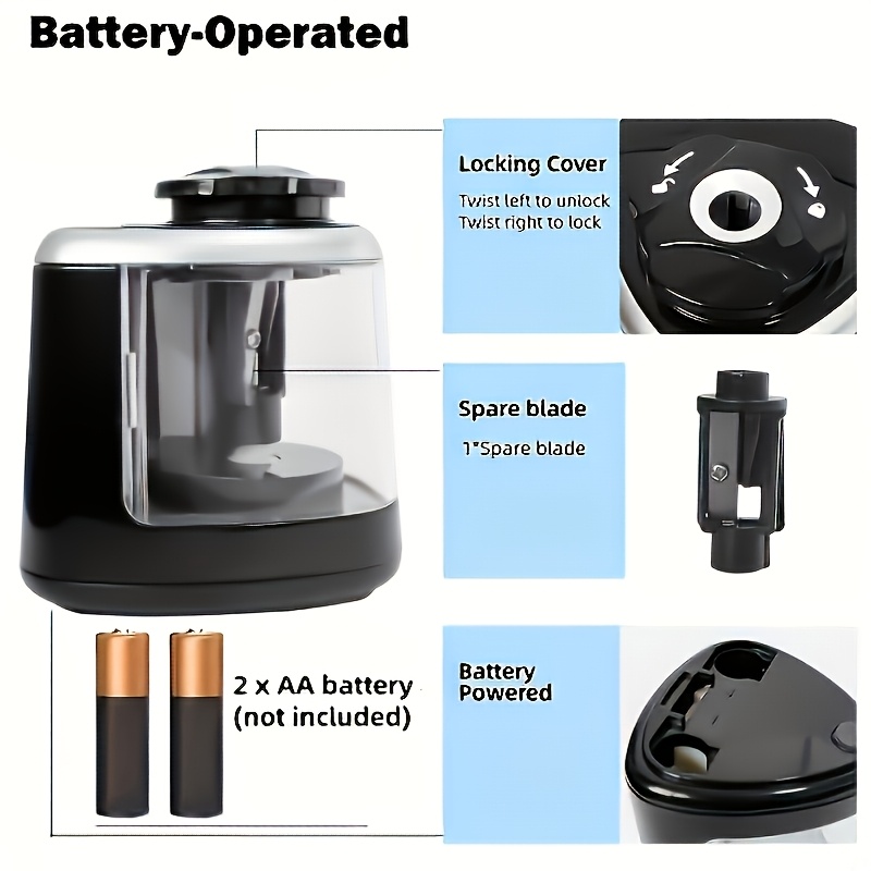 Electric Pencil Sharpener — Quickly Sharpens Pencils in Seconds, Automatically Stops to Prevent Lead Breakage, Battery-powered, Portable Perfect Desk Stationery Tool. Electric Pencil Sharpener/back-to-school Electric Sharpener - Suitable for Travel