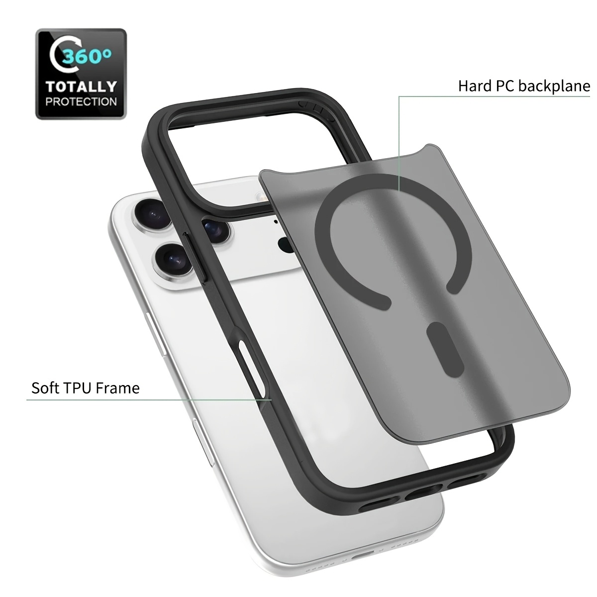 Phone Case - 2pcs (1pc Case And 1pc Portable Mirror) Luxurious Matte Skin Magnetic Semi-Transparent Phone Case Suitable for Iphone 17 16 15 14 13 12 11 Pro Max Plus for iphone Air Wireless Charging Phone Anti-Drop Protective Cover