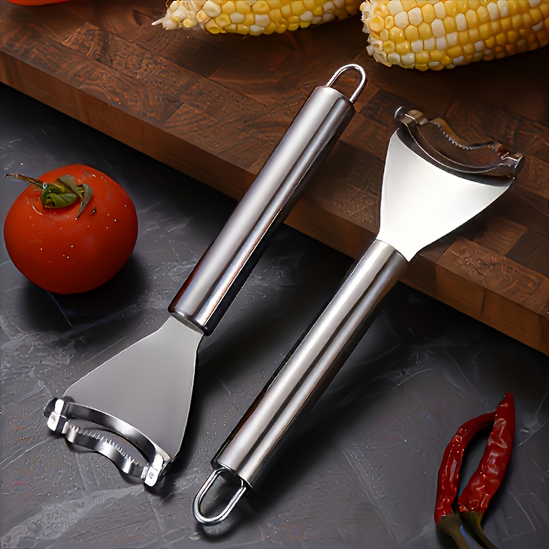 A Stainless Steel Corn Peeler, a Kitchen Gadget for Removing Corn Husks, And a Corn Kernel Separator