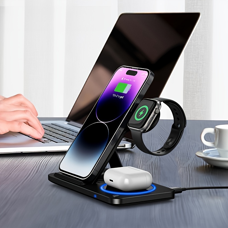 3 in 1 Foldable Wireless Charger, Fast Wireless Charging Station Stand Dock for Iphone 17/16/15/14/13/12/11/ Pro/Max/Mini/8/Plus/ X/XR/XS/X/SE, for Iwatch Ultra2/Ultra/9/8/7/6/ 5/4/3/2/1/SE, for Airpods 3/2/Pro2/Pro - Image 6