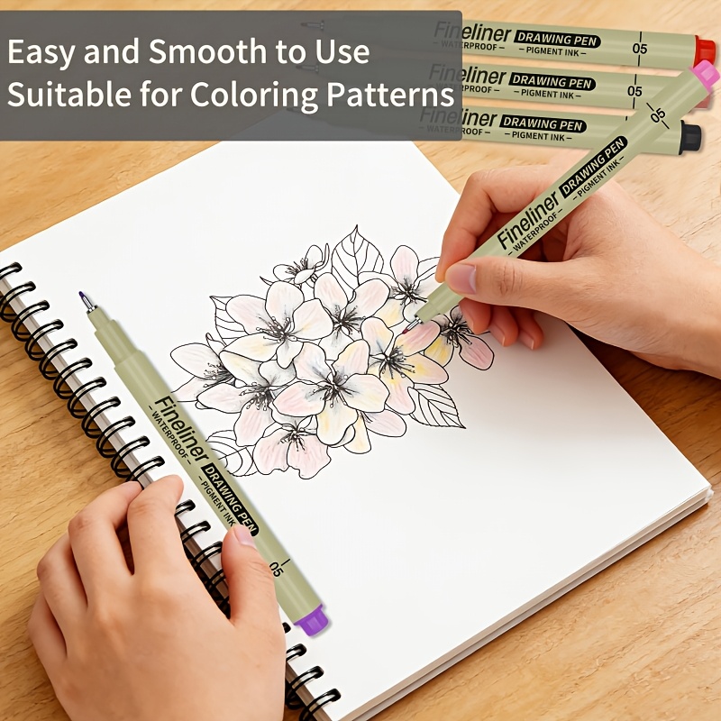 12-Color Fine Point Pen Set - Lightweight Durable Plastic Drawing Pens with Ink for Line Art, Sketching, Journaling, Dot Art, Cartooning - Ideal for Artists, Office Use – Perfect for Professional Artistic Use