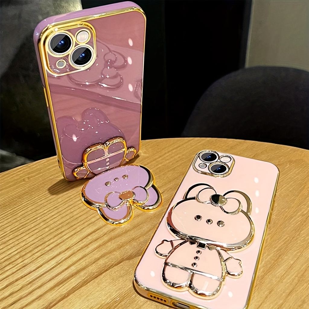 Phone Case - New Fashionable Phone Case Suitable for Iphone 11 12 13 14 15 16 16Pro 15Pro Max 16Plus Phone Case, Rabbit 3D Stand Ultra-Thin Electroplated Soft Phone Case Protective Case with Hand Chain