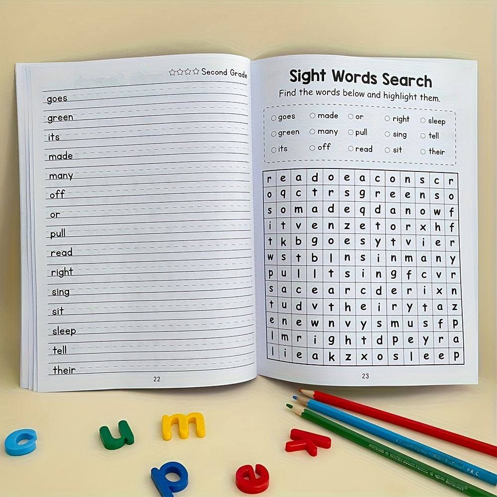 A 32-Page, Mixed-Color Paper Learning Book with 220 Common Words, Including Word Search Games, Suitable for Learning Activities, Home Education Supplies, And Christmas Gifts