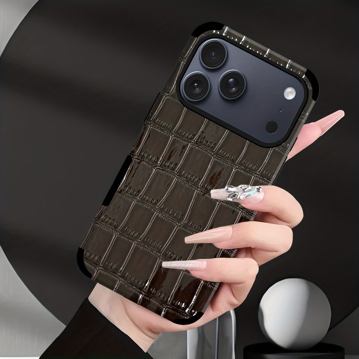 1pc of Glossy Crocodile Pattern Phone Case with Animal Design, Mirror Finish, Made of Synthetic Faux Leather, Shockproof And Sound-Transparent Design, Suitable for Iphone 17, Apple 16 Pro Max, for Iphone 11/12 Pro/13/14 Plus/15 Pro Max
