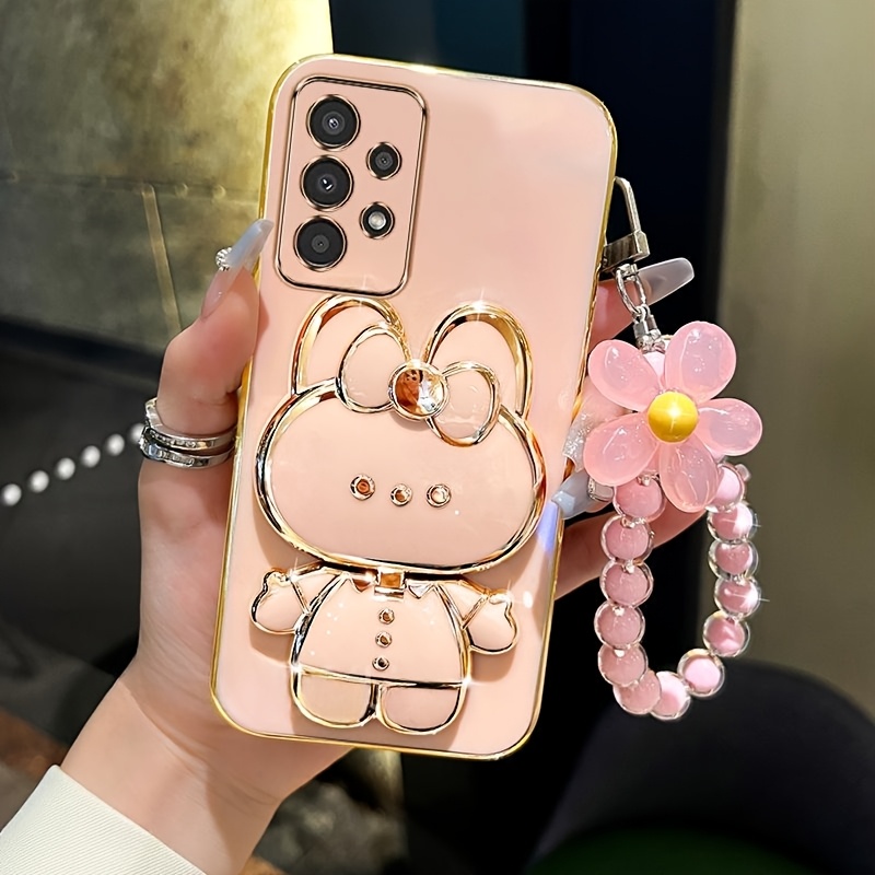 Phone Case - New Fashionable Phone Case Suitable for Iphone 11 12 13 14 15 16 16Pro 15Pro Max 16Plus Phone Case, Rabbit 3D Stand Ultra-Thin Electroplated Soft Phone Case Protective Case with Hand Chain - Image 2