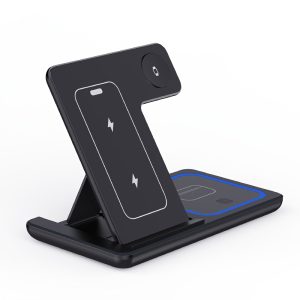 15W Foldable 3-in-1 Wireless Charging Station, Multi-Device Charging Stand for Phones, Smart Watches, and Wireless Earbuds, Portable Desktop Fast Charging Base. Compatible with iPhone 17/16/15/14/13/12/11 Series, Apple Watch Series 2-9/SE/Ultra