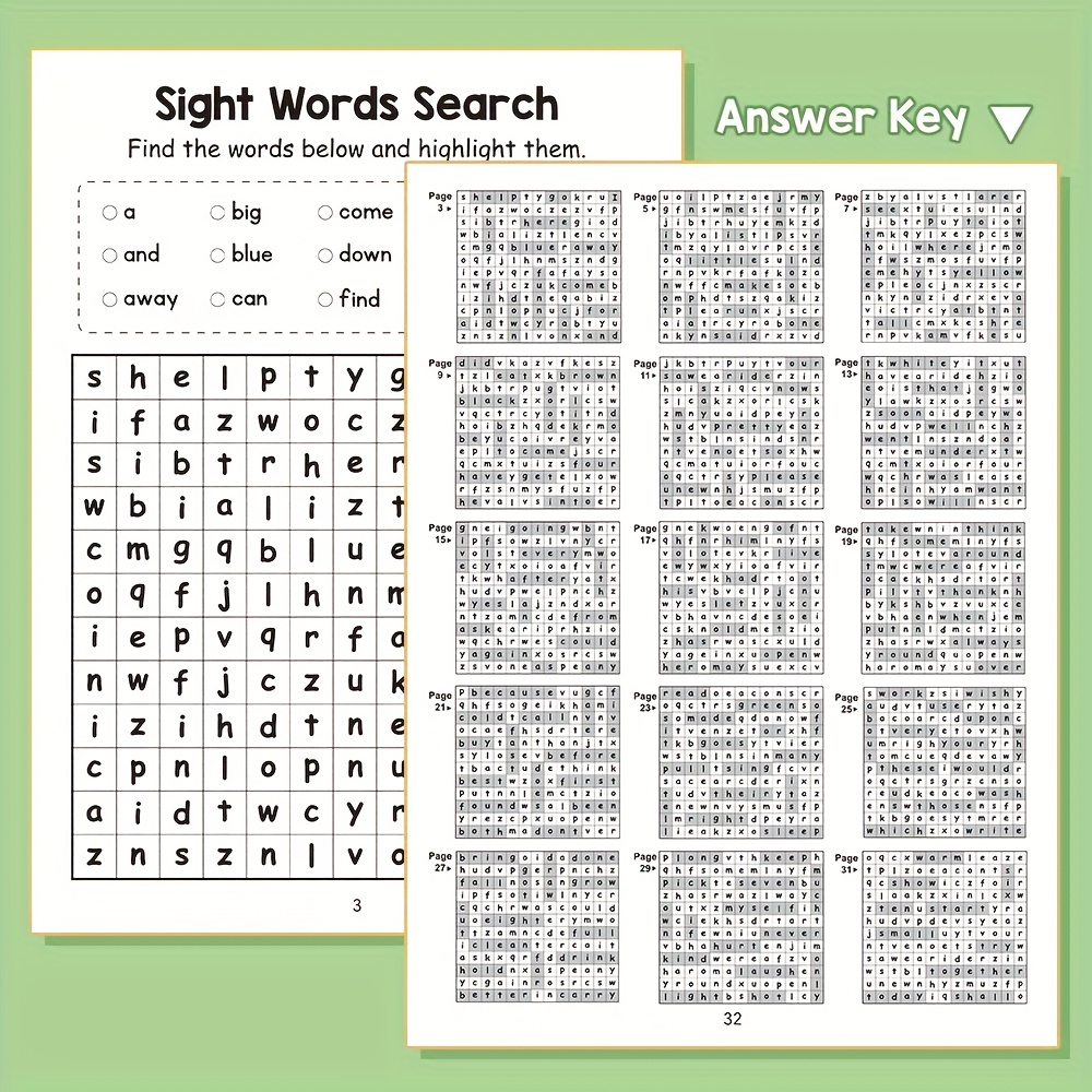 A 32-Page, Mixed-Color Paper Learning Book with 220 Common Words, Including Word Search Games, Suitable for Learning Activities, Home Education Supplies, And Christmas Gifts