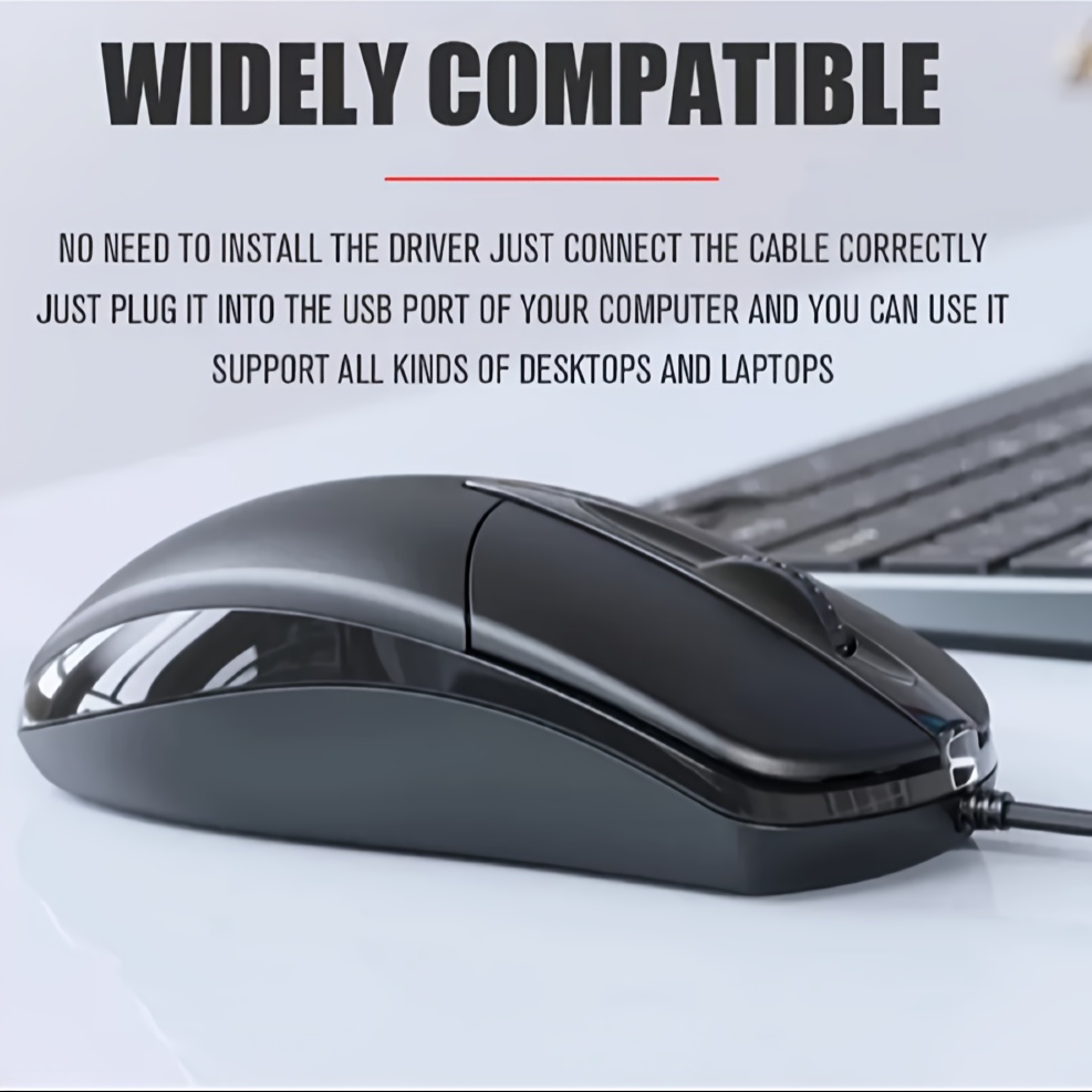 USB Optical Wired Mouse Laptop Home Office Mouse Anti Slip Roller 3D 1200DPI Game Mouse Computer Additions for PC Notebook Desktop General Mouse