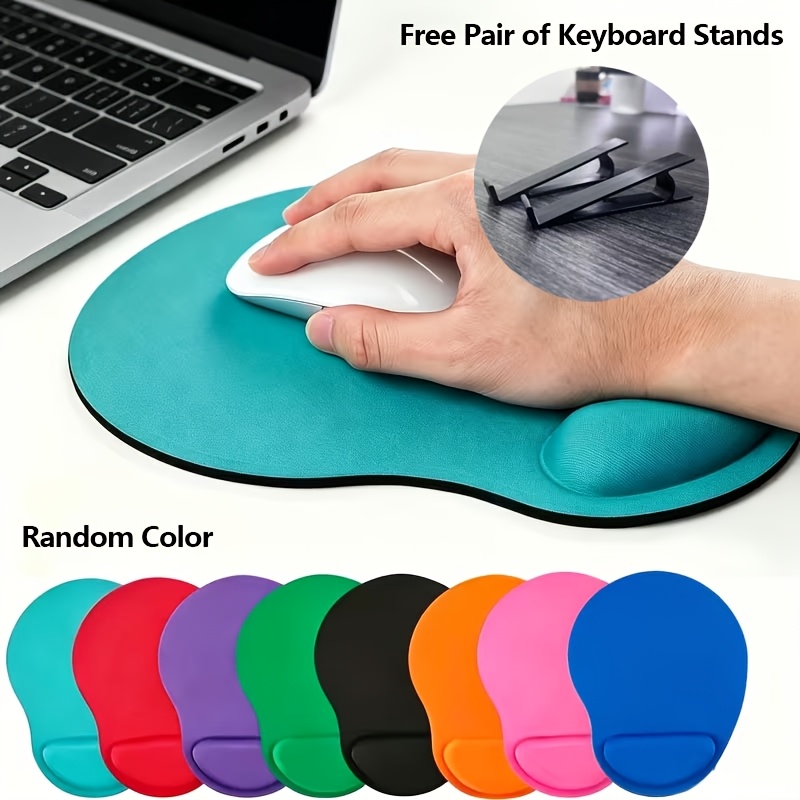 3pcs Set (1 Mouse Pad + 2 Keyboard Riser Stands), Wrist Support Mouse Pad for Office & Computer Use, Thin Sponge Wrist Rest, Anti-Slip, Wear-Resistant, Skin-Friendly Comfortable Mouse Wrist Cushion