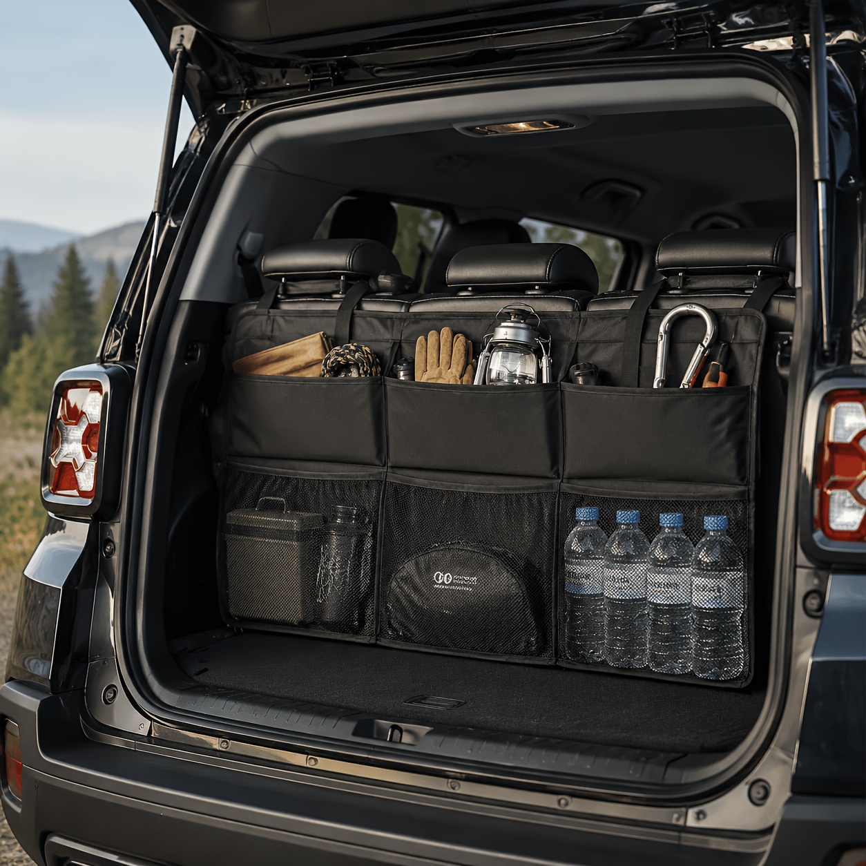 Large Car Trunk Storage Bag with Oxford Fabric Multi-Pocket Design, Hanging Space-Saving, Universal High Capacity, Suitable for SUVs, Trucks, and Off-Road Vehicles, Fits Various Items