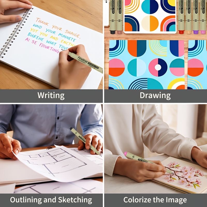 12-Color Fine Point Pen Set - Lightweight Durable Plastic Drawing Pens with Ink for Line Art, Sketching, Journaling, Dot Art, Cartooning - Ideal for Artists, Office Use – Perfect for Professional Artistic Use