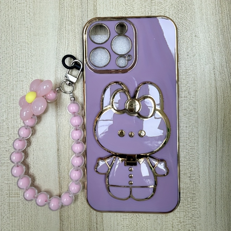 Phone Case - New Fashionable Phone Case Suitable for Iphone 11 12 13 14 15 16 16Pro 15Pro Max 16Plus Phone Case, Rabbit 3D Stand Ultra-Thin Electroplated Soft Phone Case Protective Case with Hand Chain - Image 7