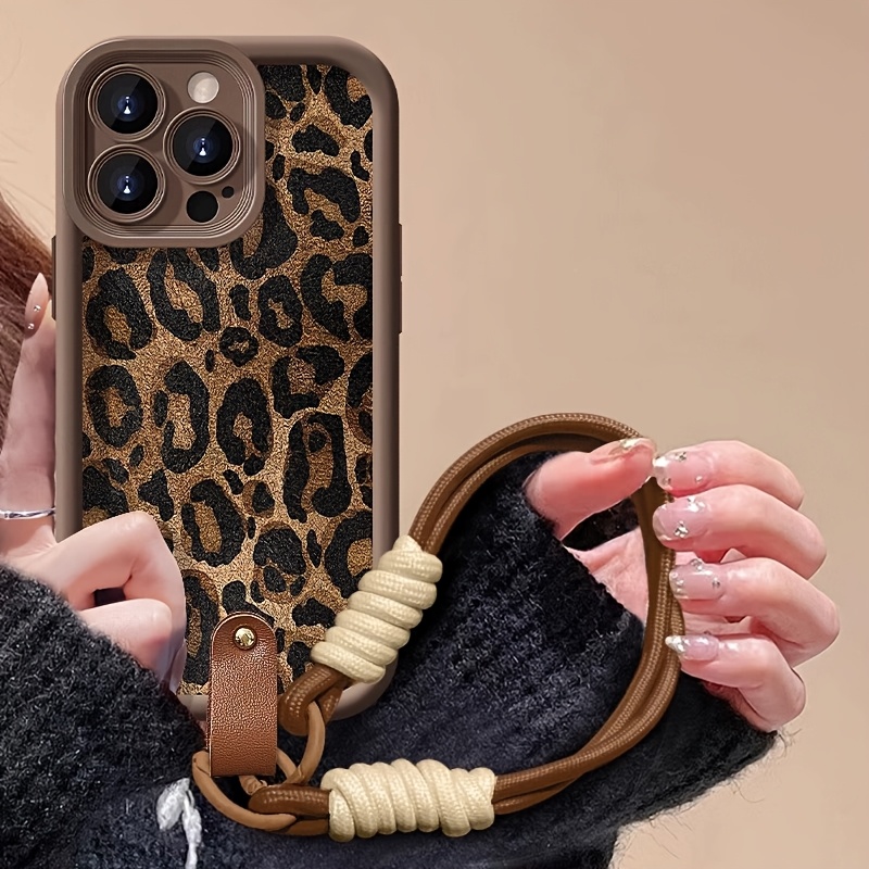 Premium Minimalist Leopard Print - Brown Leopard Print + Lanyard - Phone Case Compatible with iPhone 17 Pro Max/17 Pro/17 Air/17/16 Pro Max/16/16 Pro/16 Plus/15/15 Pro Max/15 Pro/15 Plus/11/12/13/14 Pro Max/11 Pro/11 Pro Max/12 Pro/12 Pro Max/13 Pro/13