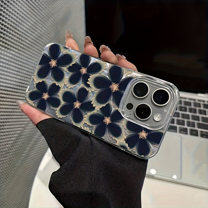 Phone Case - Phone Case Premium Feather Case, Adorned with Black And Purple Floral Pattern Suitable for 16/16Plus/16Pro/16Promax/15/15Plus/15Promax/14/14Plus/14Pro/14Promax, 13/13Pro/13Promax, 12/12Pro/12Promax, 11/11Pro Max