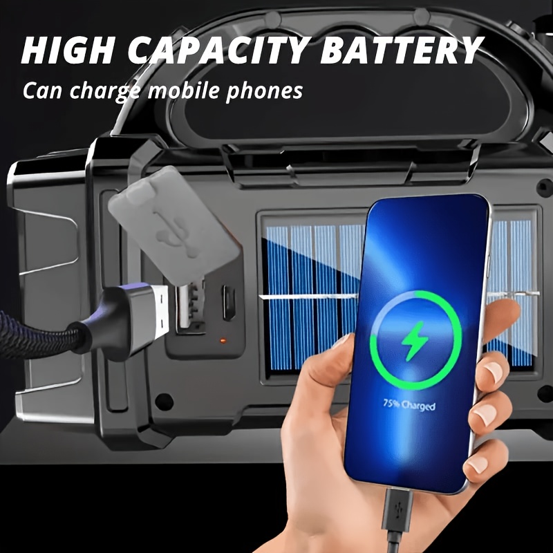 B B BRIGHT Multifunctional Solar Portable Lamp, LED with COB Emergency Light, USB Charging, Protection, Front And Rear Dual Light Source Illumination, Can Charge Mobile Phones, White And Yellow Light Flashlight, Suitable for Camping, Hiking, Repair