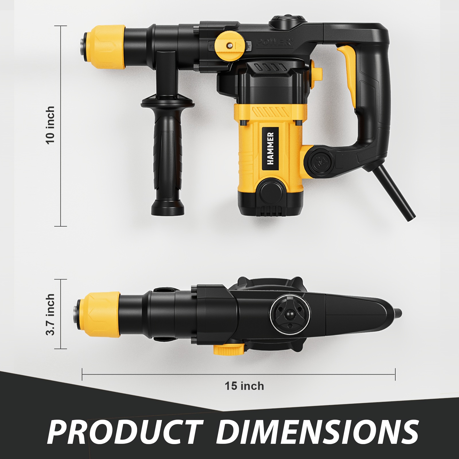 Heavy Duty Rotary Hammer Drill SDS Plus, 1 Battery/No Battery, Suitable for Concrete And Brick Walls, Dual-Mode Power Adjustment, Essential for Home Decoration And Construction, Equipped with Carry Case And Drill Bits, Great Gift for Handyman - Image 4