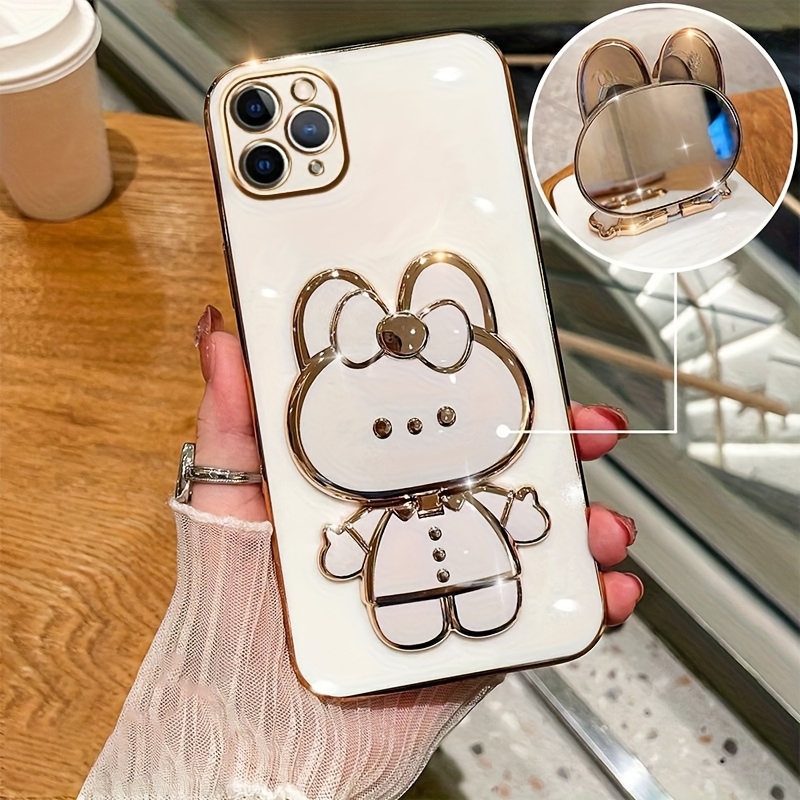 Phone Case - New Fashionable Phone Case Suitable for Iphone 11 12 13 14 15 16 16Pro 15Pro Max 16Plus Phone Case, Rabbit 3D Stand Ultra-Thin Electroplated Soft Phone Case Protective Case with Hand Chain