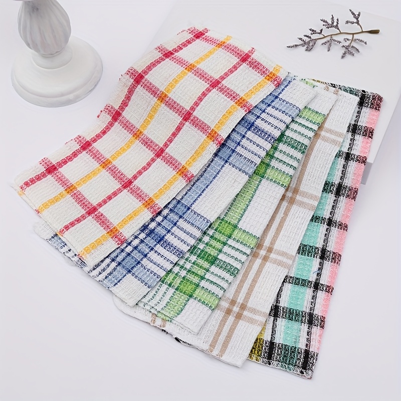 10pcs Random Color Double Sided Dishwashing Cloth, Kitchen Housekeeping Cleaning Cloth, Non Shedding Plaid Cleaning Cloth, Stain Remover Scouring Pad, Cleaning Tools - Image 10