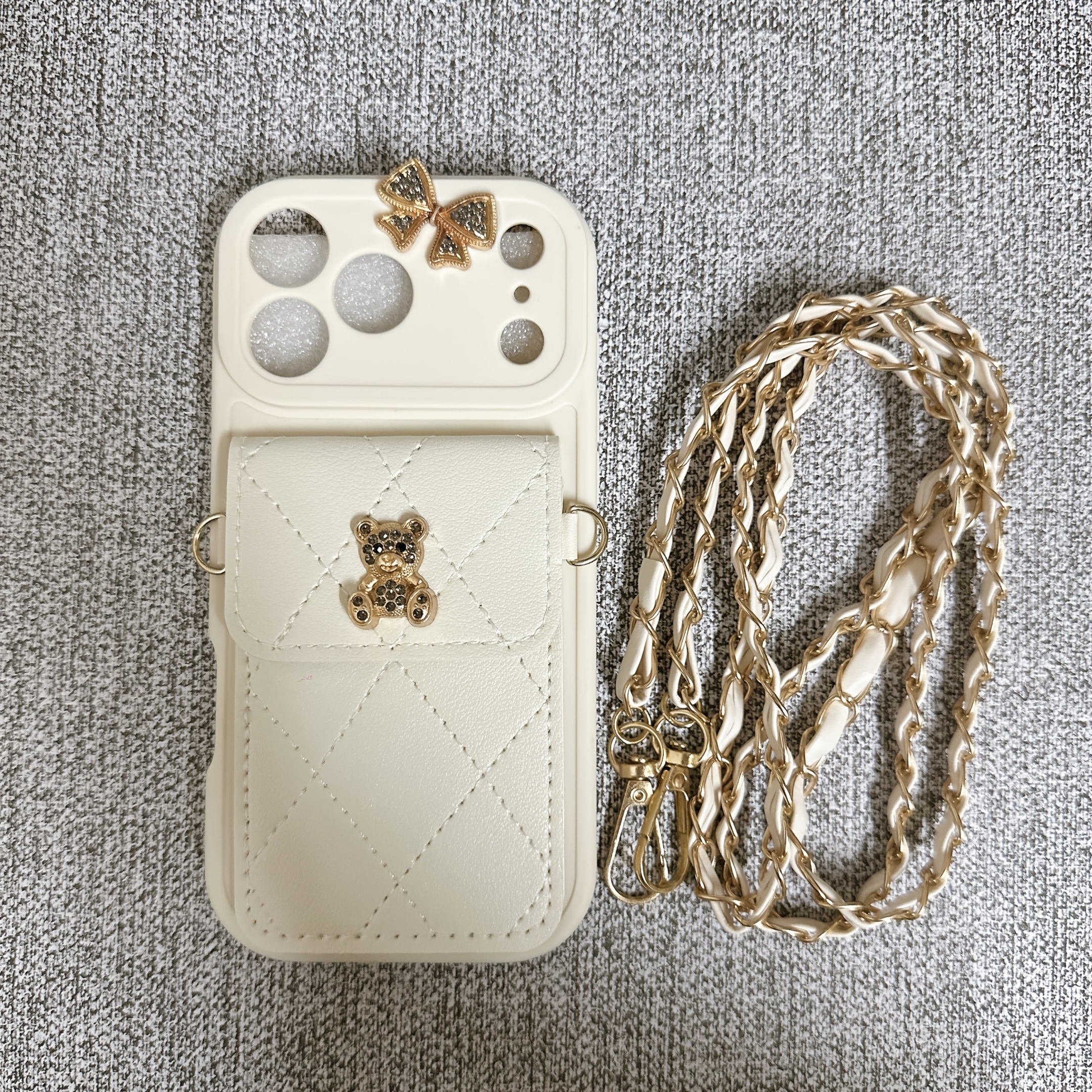 Phone Case - Stylish Cartoon Bear Bow Card Holder Phone Case with a Lanyard, Compatible with for Iphone 17/17 Pro/17 Air/17 Pro Max/16/15/14/13/12/11. This Anti-Fall Protective Cover Is a Trendy And Unique Accessory for Girls