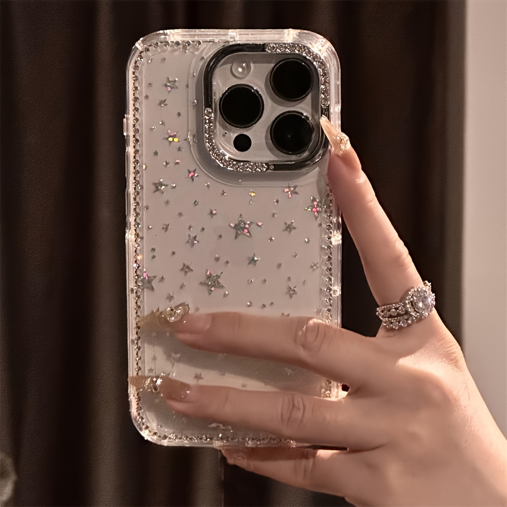 Phone Case: Luxury Rhinestone Fashion Phone Case, Sparkling Crystal Border Starry Transparent Drop-Proof Case, Suitable for iPhone 17 Pro Max, 17 Air, 16, 15, 14, 13 Pro Max. Christmas Gift, New Year's Gift, Easter Gift, Halloween Gift, for Friends - Image 3