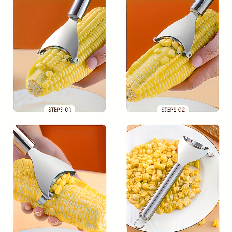A Stainless Steel Corn Peeler, a Kitchen Gadget for Removing Corn Husks, And a Corn Kernel Separator