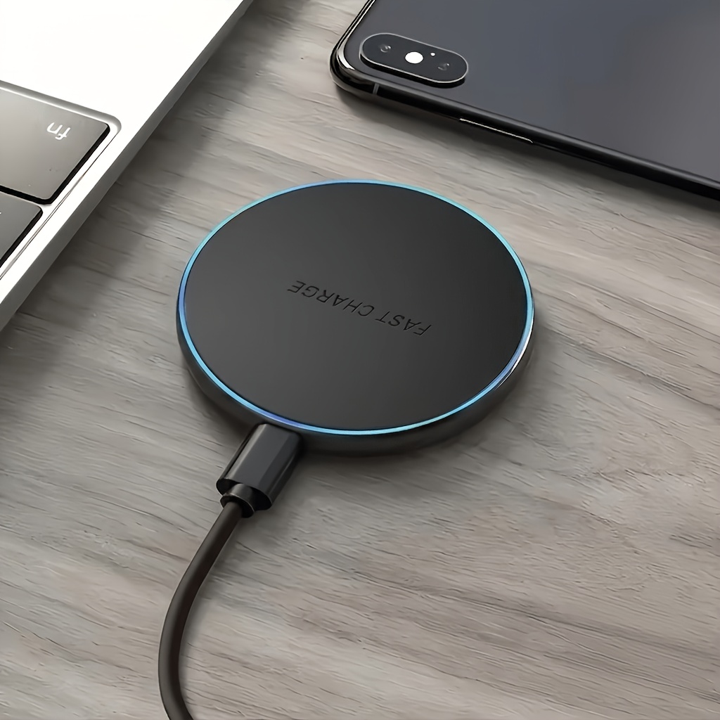 15W Wireless Charger, Suitable for Iphone 17 16 15 14 13 12 11 Pro Max, Other Phones, Inductive Wireless Charging Board, USB Type-C, Very Suitable for Office, Home, Travel, Black And White, Exquisite And Compact, Round And Lightweight Design