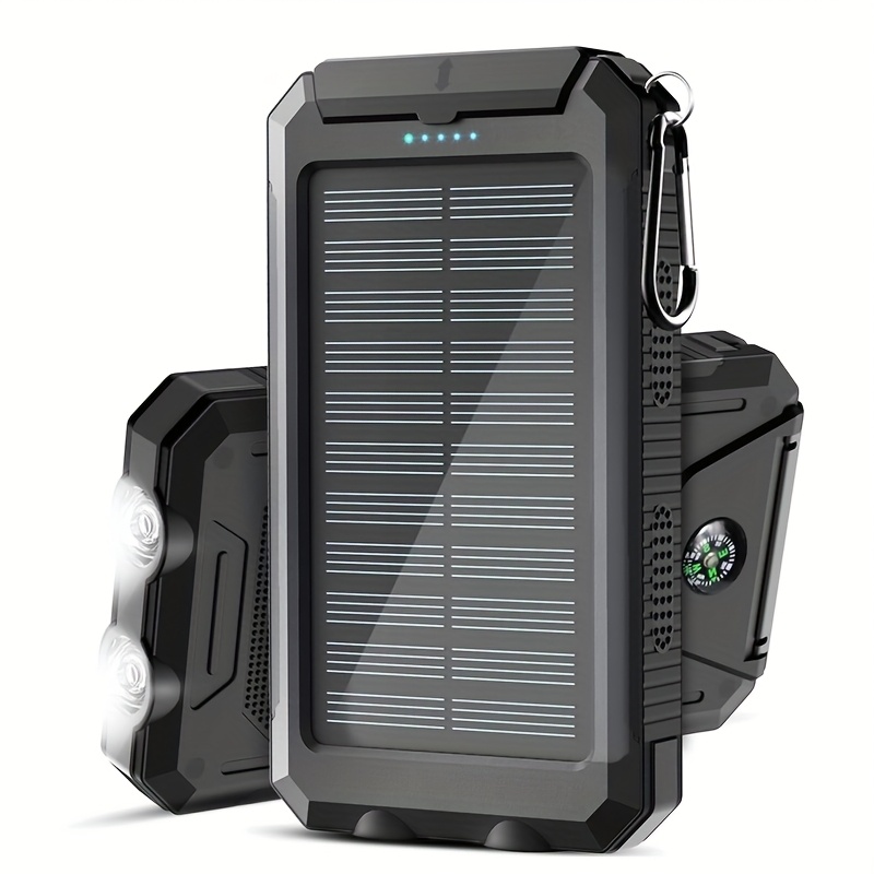 20000Mah Solar Power Bank, Solar Charger, Outdoor High-Capacity Battery Pack, Usb/Usb-C/Micro USB, Compatible with All Phones, Fast Charging, Dual LED Flashlight Compatible with Outdoor And Camping, Compass And Backpack Hook, Portable Power Bank - Image 9