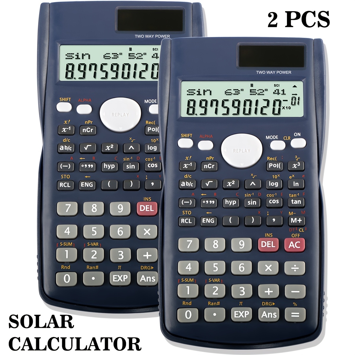 Scientific Calculator - 85MS Solar-Powered - with 2-Line LCD Display, Fraction & Statistical Calculations - Trigonometry & Logarithmic Functions for School, College, High School, Engineers & Math Students - Image 5