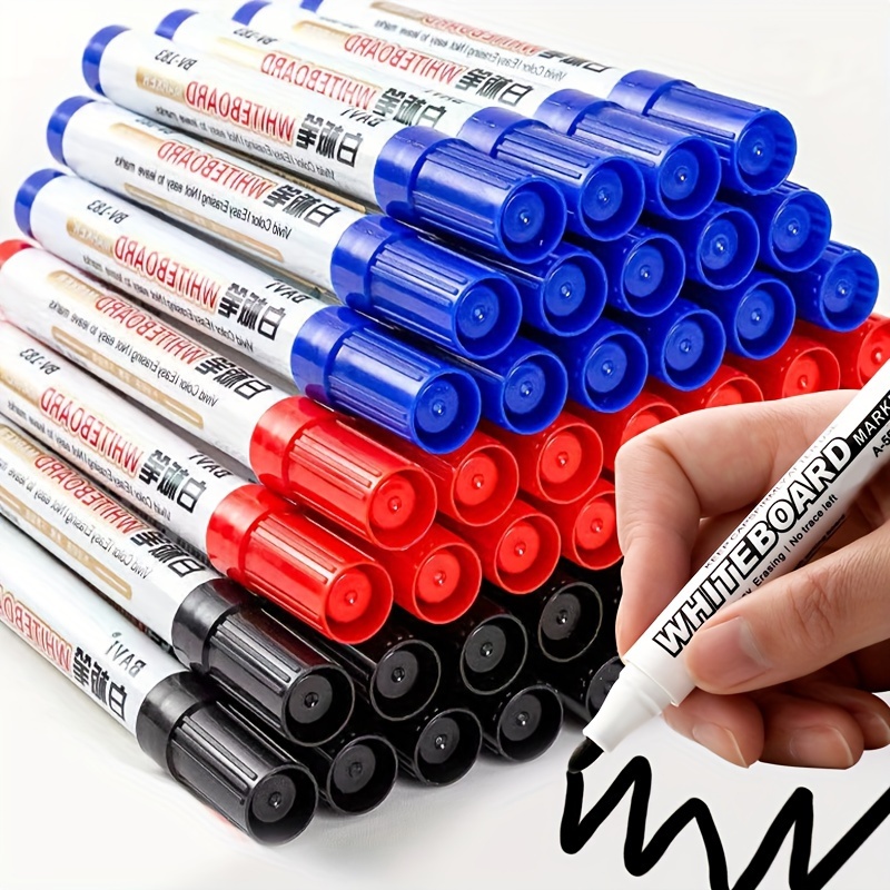 10 Erasable Whiteboard Pens, Large Capacity, for Teachers, Blackboard, Drawing Board, Black And Colored, Easy to Erase