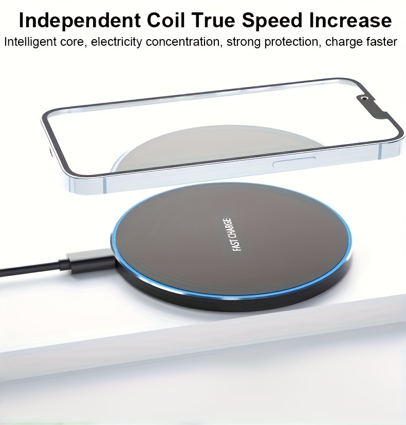 15W Wireless Charger, Suitable for Iphone 17 16 15 14 13 12 11 Pro Max, Other Phones, Inductive Wireless Charging Board, USB Type-C, Very Suitable for Office, Home, Travel, Black And White, Exquisite And Compact, Round And Lightweight Design