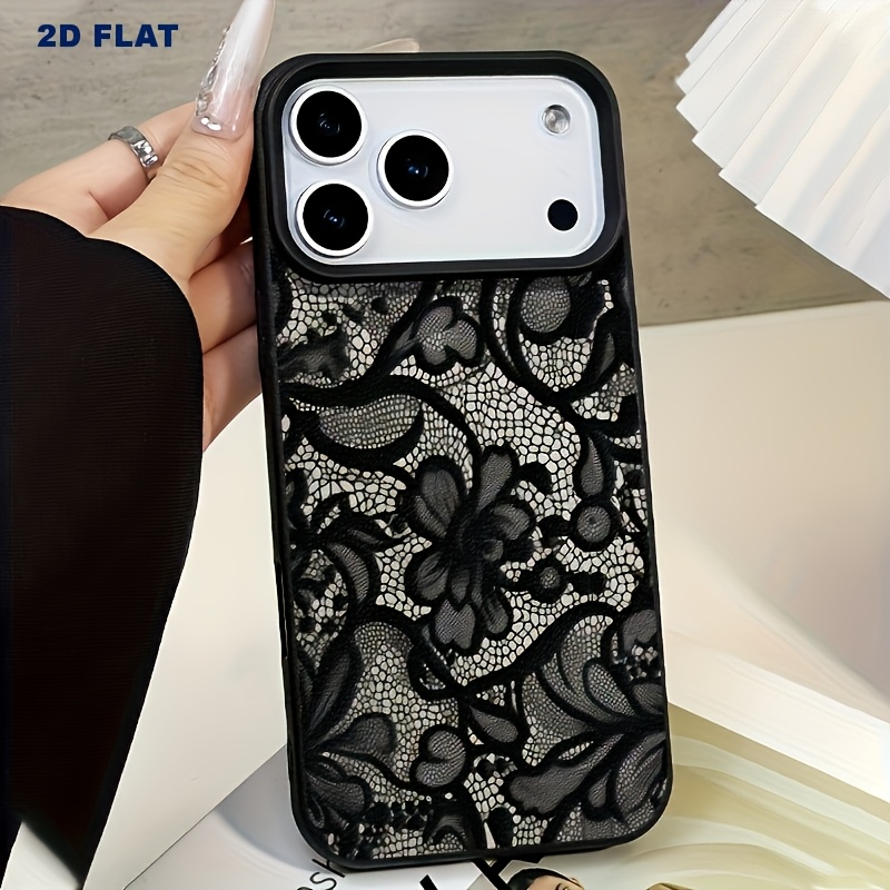 Phone Case: 2D Flat Lace Pattern 7/8 Plus Drop-Proof Soft Case, Simple and Premium Air Cushion Case for iPhone 14 Pro Max, Apple 13 Phone Case, Couple's XS Max, New 12 Pro Drop-Proof XR Frosted 11 Case for Men and Women, 13 Full-Coverage 15 PRO Soft