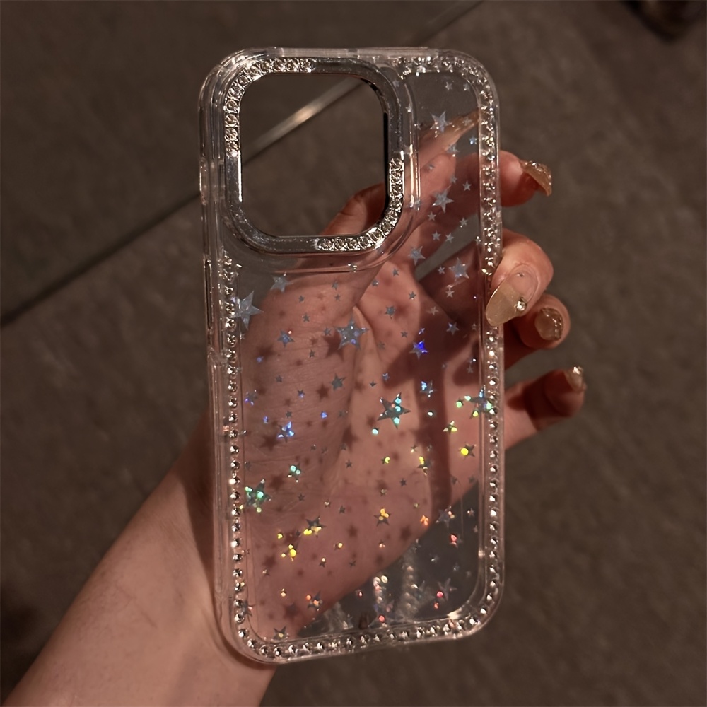 Phone Case: Luxury Rhinestone Fashion Phone Case, Sparkling Crystal Border Starry Transparent Drop-Proof Case, Suitable for iPhone 17 Pro Max, 17 Air, 16, 15, 14, 13 Pro Max. Christmas Gift, New Year's Gift, Easter Gift, Halloween Gift, for Friends