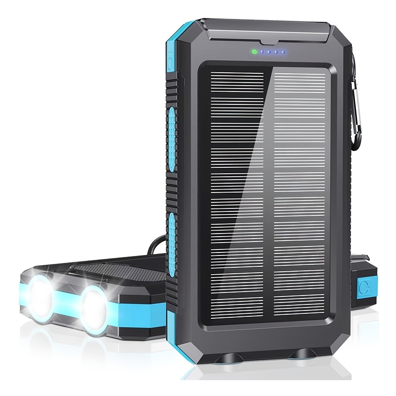 Solar Charger, 10000mAh Solar Mobile Power Bank, External Spare Battery Pack with USB C Input/output/LED Flash, Compatible with Samsung, iPad, Outdoor, Camping with Dual USB Ports Built-in LED and Compass, Suitable for All Phones - Image 6