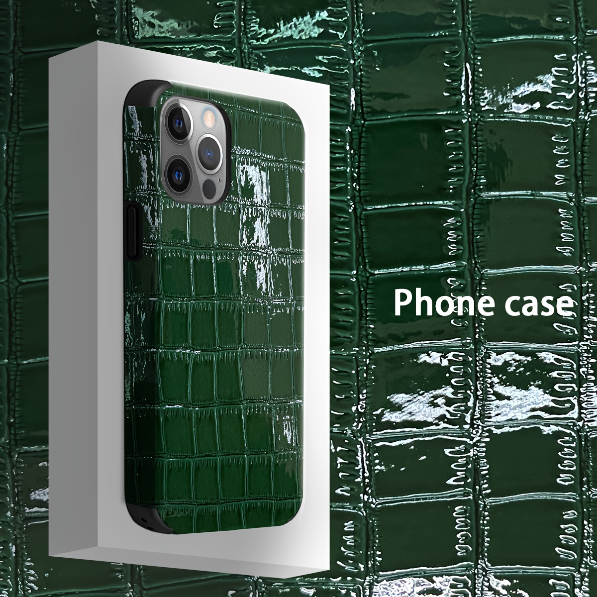 1pc of Glossy Crocodile Pattern Phone Case with Animal Design, Mirror Finish, Made of Synthetic Faux Leather, Shockproof And Sound-Transparent Design, Suitable for Iphone 17, Apple 16 Pro Max, for Iphone 11/12 Pro/13/14 Plus/15 Pro Max - Image 9